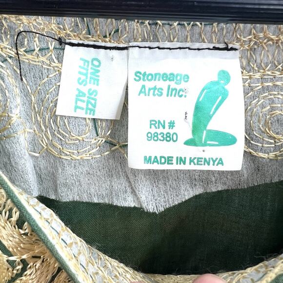 Vintage Stoneage Arts Boho Tie Dye Embroidered Mumu Kaftan Dress One Size - Picture 7 of 7